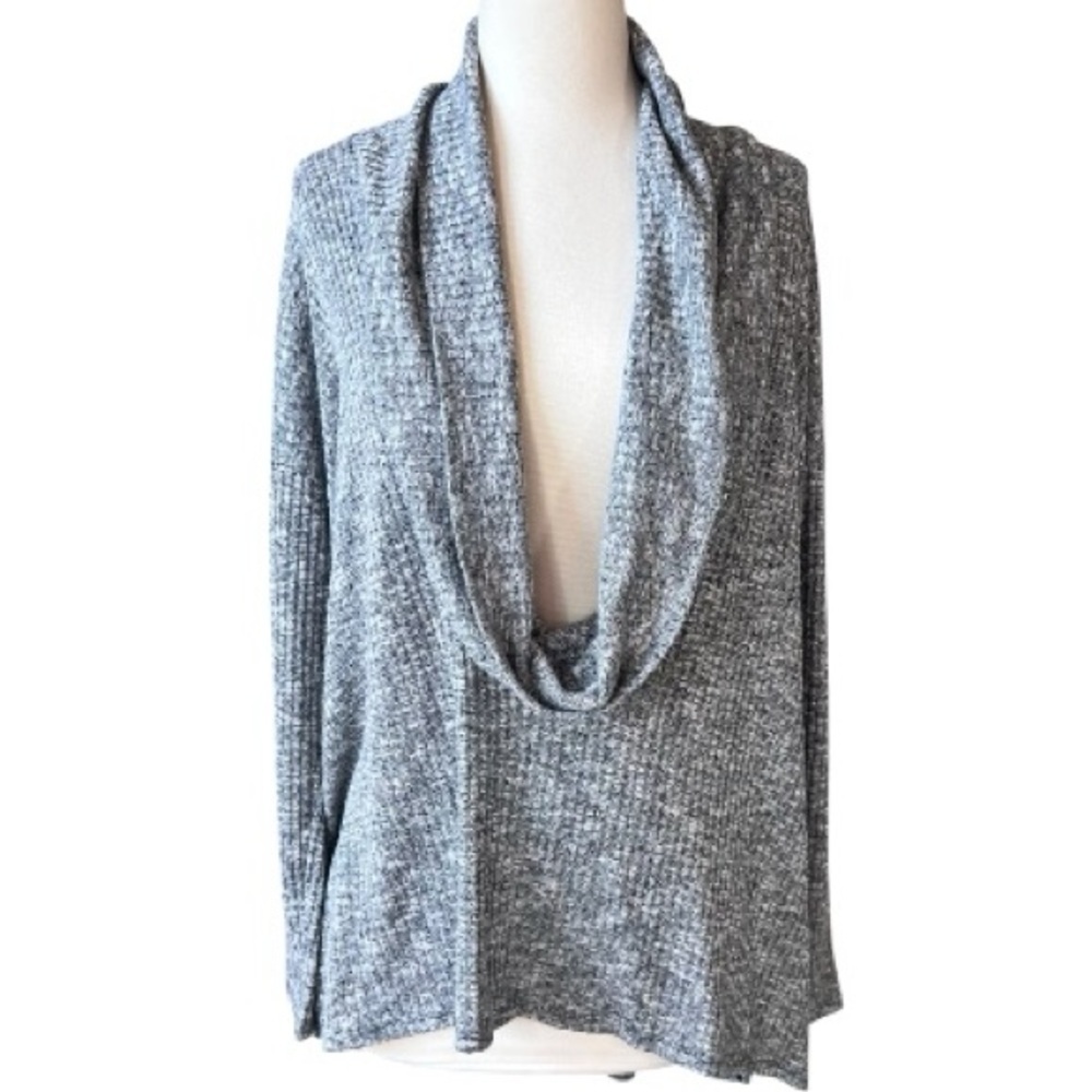 Michael Stars Draped Cowl Neck Ribbed Knit Top